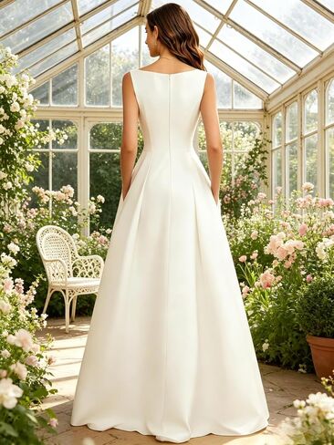 Satin Mother of The Bride Dresses for Women Long A Line Sleeveless Formal Evening Dress with Pocket in Kuwait