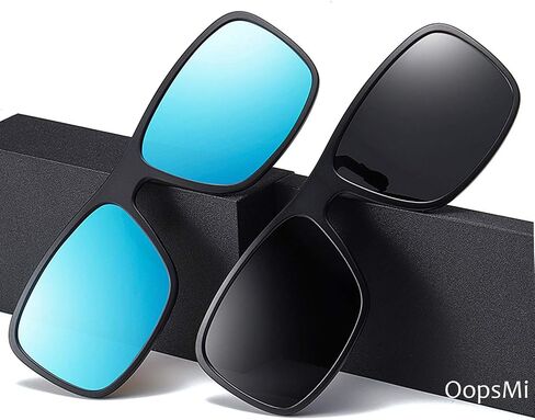 Clip-on Sunglasses Polarized Unisex Anti-Glare Driving Glasses Flip Up Design For Prescription Glasses (Black Lens) in Saudi Arabia
