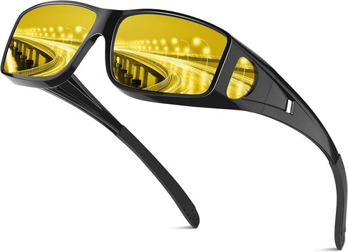 Night Vision Glasses for Men, Drive Bright Anti-glare Polarized Night Driving Glasses for Women Men, Black Night Vision Lens in Saudi Arabia