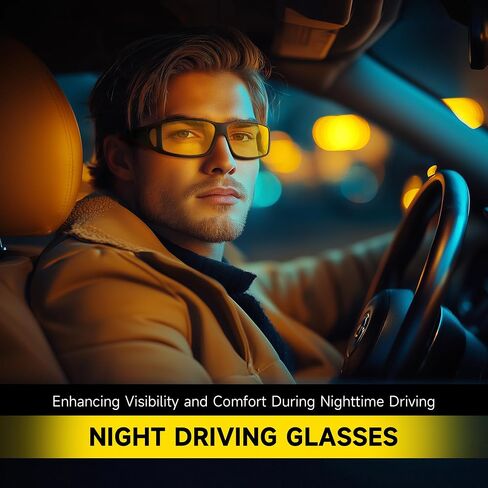 Night Vision Glasses for Men, Drive Bright Anti-glare Polarized Night Driving Glasses for Women Men, Black Night Vision Lens in Saudi Arabia