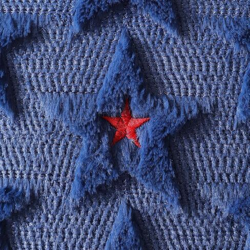 DFXSZ 4th of July Pillow Covers 18x18 inch Set of 2 4th of July Decor Red Embroidery Star Decoration Soft Plush Faux Fur Jacquard Throw Pillows Independence Day Decorations for Home Sofa PTK027A18 in Saudi Arabia