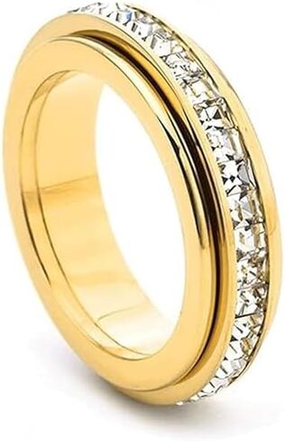 Anxiety Ring For Women Spinner Fidget Band Rings For Women Cubic Zirconia Stainless Steel Ring For Men in Saudi Arabia