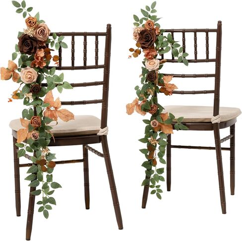 Ling's Moment 10pcs Wedding Chair Decorations Aisle Floral Swag Artificial Pew Flowers Hanging Garland Blush Pink & Cream For Ceremony Reception Church Rose Floral Faux Arrangement Party Outdoor Decor in Kuwait