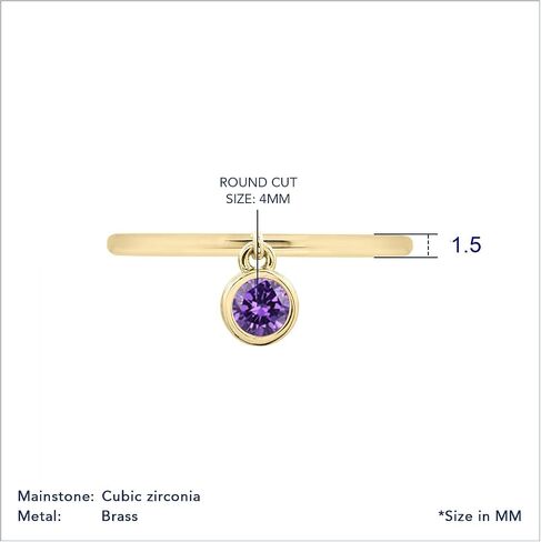 GEMOUR IM Gold plated Round-cut Cubic Zirconia Dangle Birthstone Band Ring in Saudi Arabia
