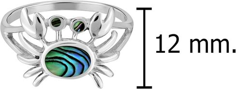 AeraVida 925 Sterling Silver Crab Ring | Abalone Shell Inlay | Ocean-Inspired Band Ring for Women | Polished Silver Jewelry | Fashionable & Unique Statement Piece in Kuwait