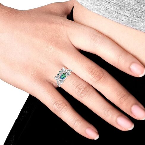 AeraVida 925 Sterling Silver Crab Ring | Abalone Shell Inlay | Ocean-Inspired Band Ring for Women | Polished Silver Jewelry | Fashionable & Unique Statement Piece in Kuwait