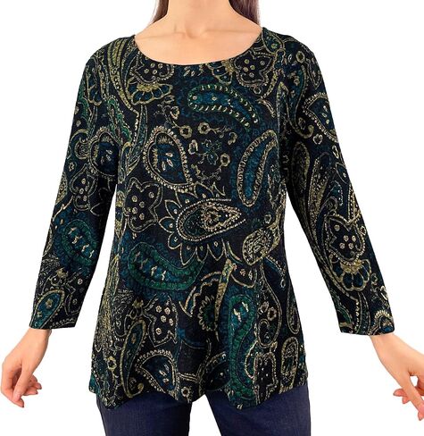 Brittany Black Women’s Floral Tunic Shirt Knit Top in Saudi Arabia