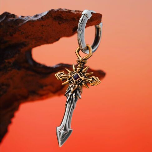 COPPERTIST.WU أقراط Moonblade Solarblade من الفضة الإسترليني عيار 925 أقراط متدلية على شكل سيف سماوي للنساء والرجال in Kuwait
