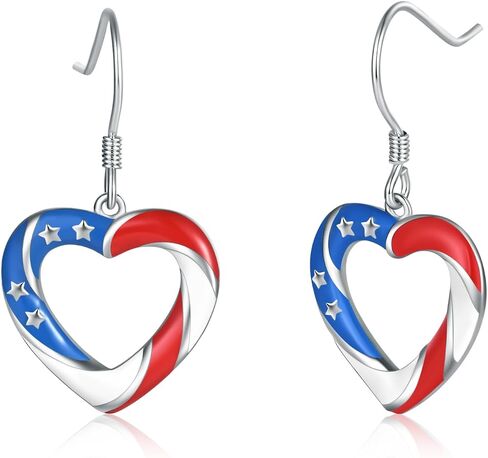 250th Anniversary Dangle Earrings for women—Patriotic American Flag Heart-Shaped Jewelry, specially crafted for 4th of July Independence Day party attire; a lightweight, chic, and festive gift. in Saudi Arabia