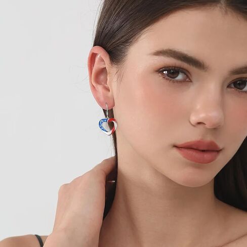 250th Anniversary Dangle Earrings for women—Patriotic American Flag Heart-Shaped Jewelry, specially crafted for 4th of July Independence Day party attire; a lightweight, chic, and festive gift. in Saudi Arabia