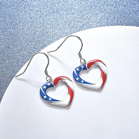 250th Anniversary Dangle Earrings for women—Patriotic American Flag Heart-Shaped Jewelry, specially crafted for 4th of July Independence Day party attire; a lightweight, chic, and festive gift. in Saudi Arabia