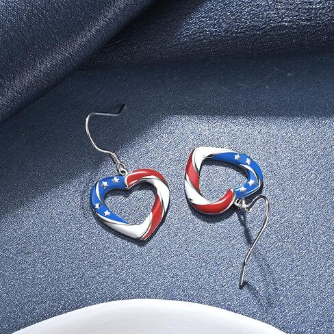 250th Anniversary Dangle Earrings for women—Patriotic American Flag Heart-Shaped Jewelry, specially crafted for 4th of July Independence Day party attire; a lightweight, chic, and festive gift. in Saudi Arabia
