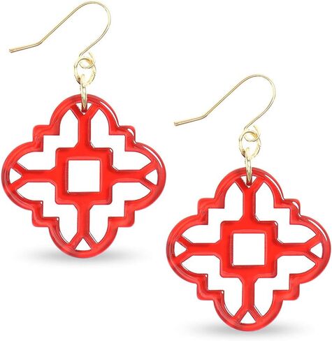 ZENZII Modern Mosaic Acrylic Resin Drop Dangle Earrings for Women Fashion Jewelry in Saudi Arabia