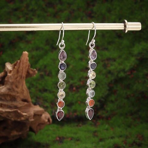 Exquisite and shiny single row colorful synthetic zircon drop-shaped tassel drop earrings, suitable for women to match with fashionable and elegant banquet clothing accessories. in Kuwait