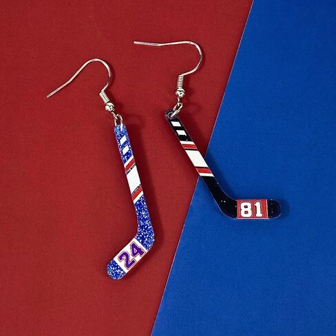 Hockey Earrings for Women, Ice Hockey Stick Dangle Earrings, Glitter Acrylic Game Day Jewelry, Lightweight Sports Accessories in Kuwait
