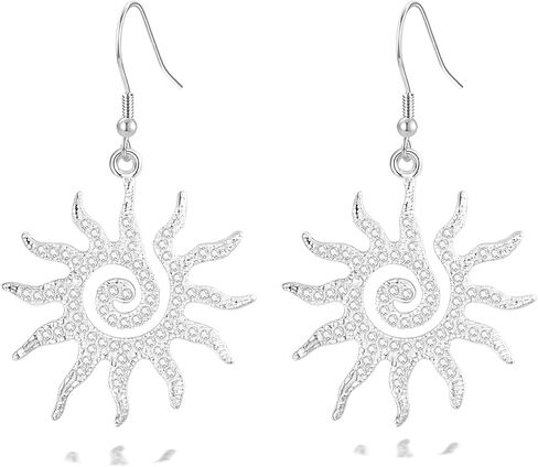 Rnivida Sunburst Earrings with Sterling Silver French Hook,Spiral Sunshine Dangle Jewelry for Her in Kuwait