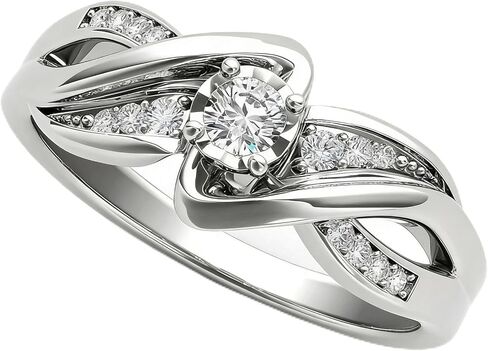 925 Sterling Silver Eternity Band Rings for Her,Cubic Zirconia Gold/Silver Plated Promise Engagement Wedding Ring Jewelry Gifts for Women Bride Teen,Minimalist Twist Trendy Dainty Ladies Rings Size:6-10 in Kuwait
