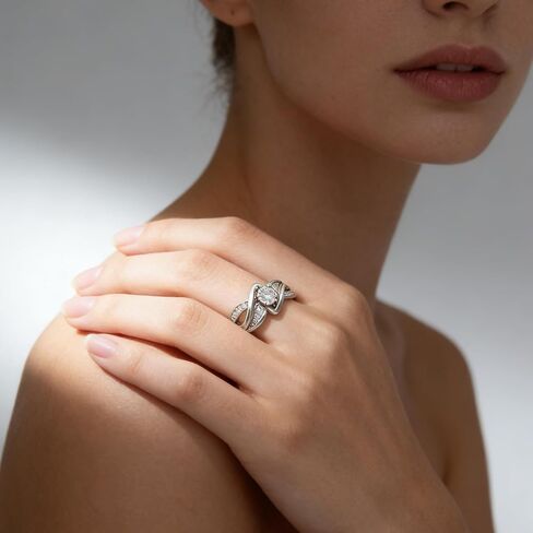 925 Sterling Silver Eternity Band Rings for Her,Cubic Zirconia Gold/Silver Plated Promise Engagement Wedding Ring Jewelry Gifts for Women Bride Teen,Minimalist Twist Trendy Dainty Ladies Rings Size:6-10 in Kuwait