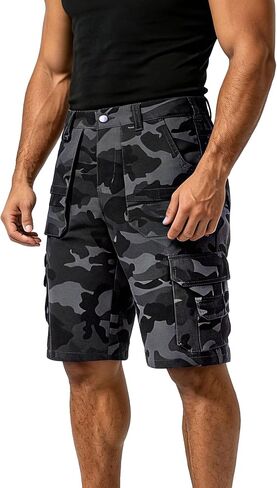 Men's Tactical Camo Cargo Shorts 7 Pockets Lightweight Breathable Outdoor Work Clothing for Hiking Fishing Travel in Saudi Arabia