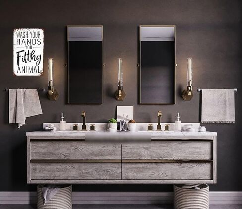 Funny Bathroom Wall Decor Metal Sign - Wash Your Hands You Filthy Animal, Humor Quote Gifts for Guest Bath & Office Restroom 8x12 Inches (701) in Saudi Arabia
