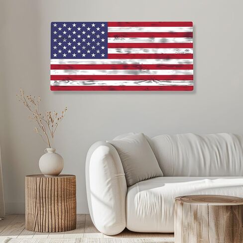 CornholeAce Burnt Wood USA Flag - Premium Wood American Flag Wall Art – UV Printed on Baltic Birch Plywood (47.75" x 23.75") – Easy-Mount | Made in USA in Saudi Arabia