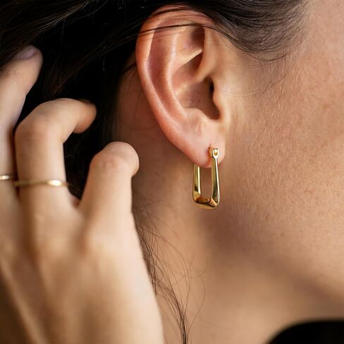 RAYSAM 14K Gold Earrings for Women 14K Gold Hoop Earrings for Women Square Gold Hoops Earring for Womens Square-Inspired Silhouette Hoop Earring for Womens Hoops 24mm in Saudi Arabia