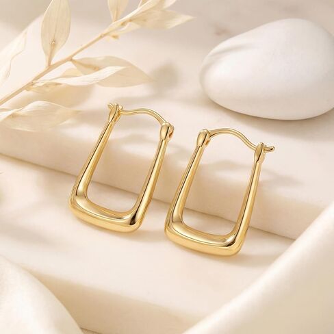 RAYSAM 14K Gold Earrings for Women 14K Gold Hoop Earrings for Women Square Gold Hoops Earring for Womens Square-Inspired Silhouette Hoop Earring for Womens Hoops 24mm in Saudi Arabia