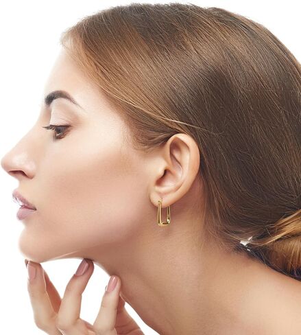 RAYSAM 14K Gold Earrings for Women 14K Gold Hoop Earrings for Women Square Gold Hoops Earring for Womens Square-Inspired Silhouette Hoop Earring for Womens Hoops 24mm in Saudi Arabia