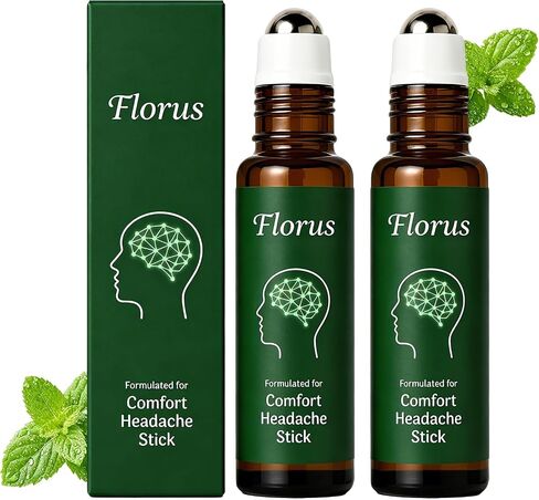 Florus Relief Roll on, Peppermint Oil Head Comfort Stick with Lavender, Chamomile and Magnesium Glycinate (1pcs) in Saudi Arabia