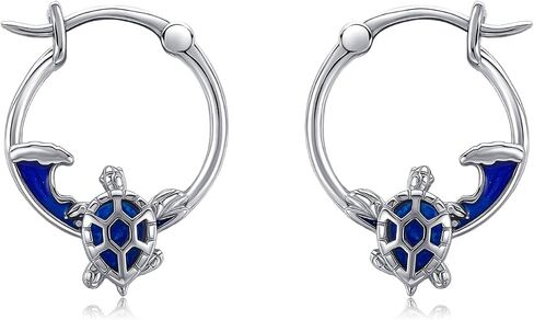 SNOWELLE Turtle Earrings for Women 925 Sterling Silver Sea Turtle Hoop Earrings Ocean Sea Waves Jewelry Gifts in Saudi Arabia