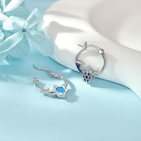 SNOWELLE Turtle Earrings for Women 925 Sterling Silver Sea Turtle Hoop Earrings Ocean Sea Waves Jewelry Gifts in Saudi Arabia