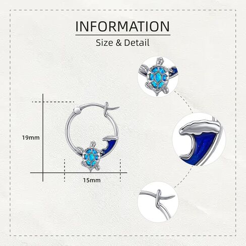 SNOWELLE Turtle Earrings for Women 925 Sterling Silver Sea Turtle Hoop Earrings Ocean Sea Waves Jewelry Gifts in Saudi Arabia