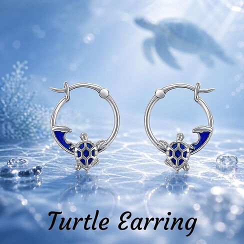 SNOWELLE Turtle Earrings for Women 925 Sterling Silver Sea Turtle Hoop Earrings Ocean Sea Waves Jewelry Gifts in Saudi Arabia