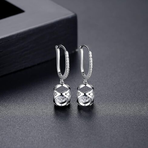 14K Gold Hollow Design Moissanite Hoop Drop Earrings for Women, Unique Jewelry Piece for Daily Wear in Saudi Arabia