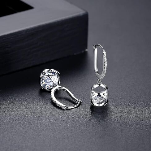14K Gold Hollow Design Moissanite Hoop Drop Earrings for Women, Unique Jewelry Piece for Daily Wear in Saudi Arabia