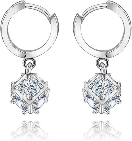 14K Gold Hollow Design Moissanite Hoop Drop Earrings for Women, Unique Jewelry Piece for Daily Wear in Saudi Arabia
