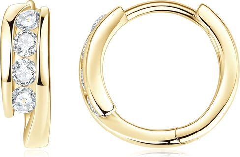 Moissanite Hoop Earrings for Women, 0.48CTTW D Color VVS1-Clarity Moissanite, 14K Gold-Plated Exquisite Groove Inlay Earrings Gifts for Wife Mom in Saudi Arabia