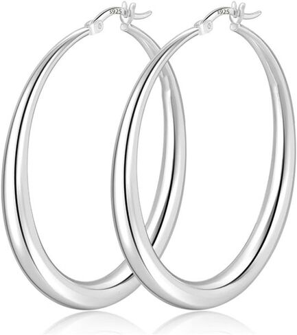 S925 Sterling Silver Hoop Earrings Large Hoop Earrings for Women Hypoallergenic Lightweight Thick Big 14K Gold Hoops Earrings 40/50/60mm in Saudi Arabia