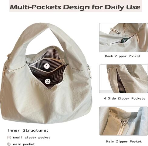 Nylon Slouchy Tote Bag Hobo Bag for Women Crescent Shoulder Bag Casual Shopper Handbag in Saudi Arabia