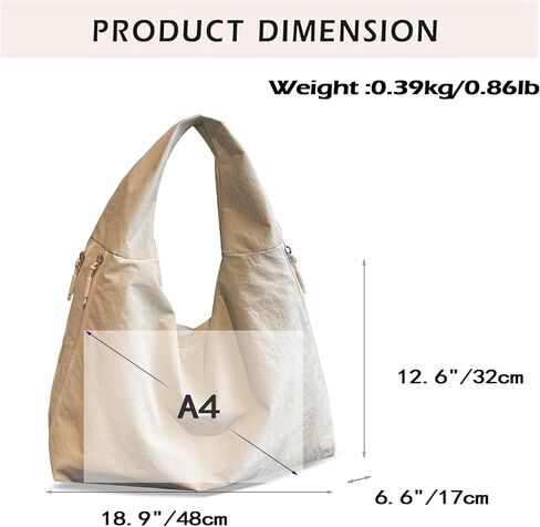 Nylon Slouchy Tote Bag Hobo Bag for Women Crescent Shoulder Bag Casual Shopper Handbag in Saudi Arabia