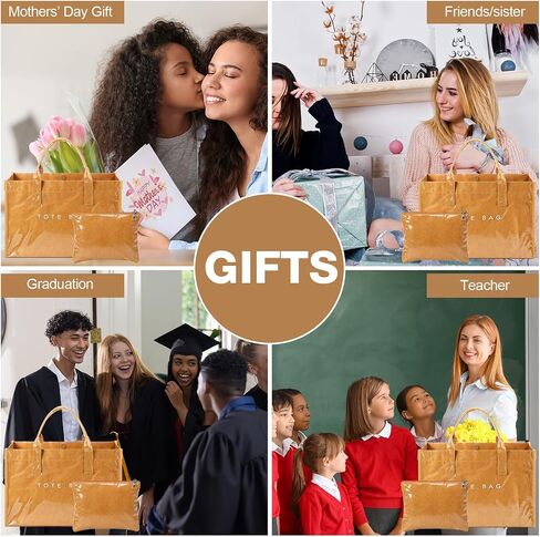 Tudomro PVC Tote Bag for Women Kraft Paper Letters Print Tote Bags with Pouch Large Handbag with Top Handle for Work Travel in Saudi Arabia