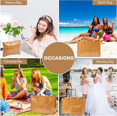 Tudomro PVC Tote Bag for Women Kraft Paper Letters Print Tote Bags with Pouch Large Handbag with Top Handle for Work Travel in Saudi Arabia