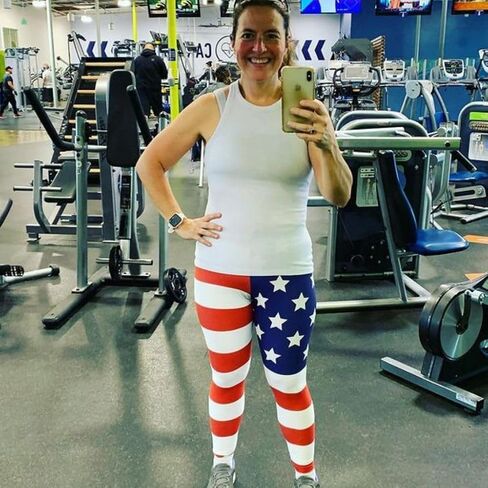 American Flag Patriotic Leggings for Women - Mid Waisted, Stretchy Pants Printed Leggings for Workout & Exerc... in Saudi Arabia