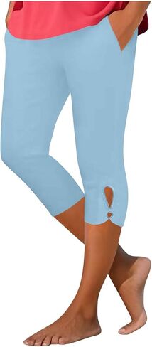 Women’s Capri Leggings 2026 High Waisted Stretchy Yoga Pant with Cutout Hem Soft Workout Leggings Lightweight Ladies Clothing in Kuwait