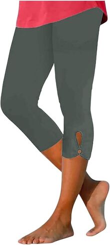 Women’s Capri Leggings 2026 High Waisted Stretchy Yoga Pant with Cutout Hem Soft Workout Leggings Lightweight Ladies Clothing in Kuwait