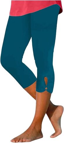 Women’s Capri Leggings 2026 High Waisted Stretchy Yoga Pant with Cutout Hem Soft Workout Leggings Lightweight Ladies Clothing in Kuwait