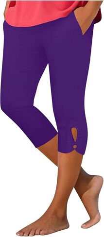 Women’s Capri Leggings 2026 High Waisted Stretchy Yoga Pant with Cutout Hem Soft Workout Leggings Lightweight Ladies Clothing in Kuwait