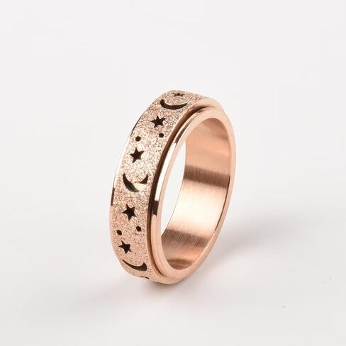 Fidget Ring for Women Spinning Star Moon Spinner Ring Anti Anxiety Stress Rieving Band Ring Adjustable Anxiety Ring in Kuwait