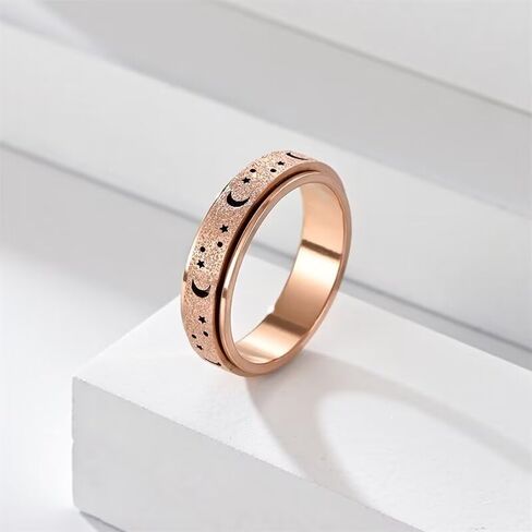 Fidget Ring for Women Spinning Star Moon Spinner Ring Anti Anxiety Stress Rieving Band Ring Adjustable Anxiety Ring in Kuwait