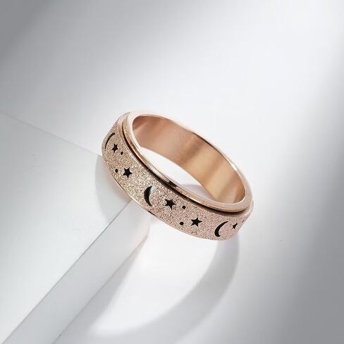 Fidget Ring for Women Spinning Star Moon Spinner Ring Anti Anxiety Stress Rieving Band Ring Adjustable Anxiety Ring in Kuwait